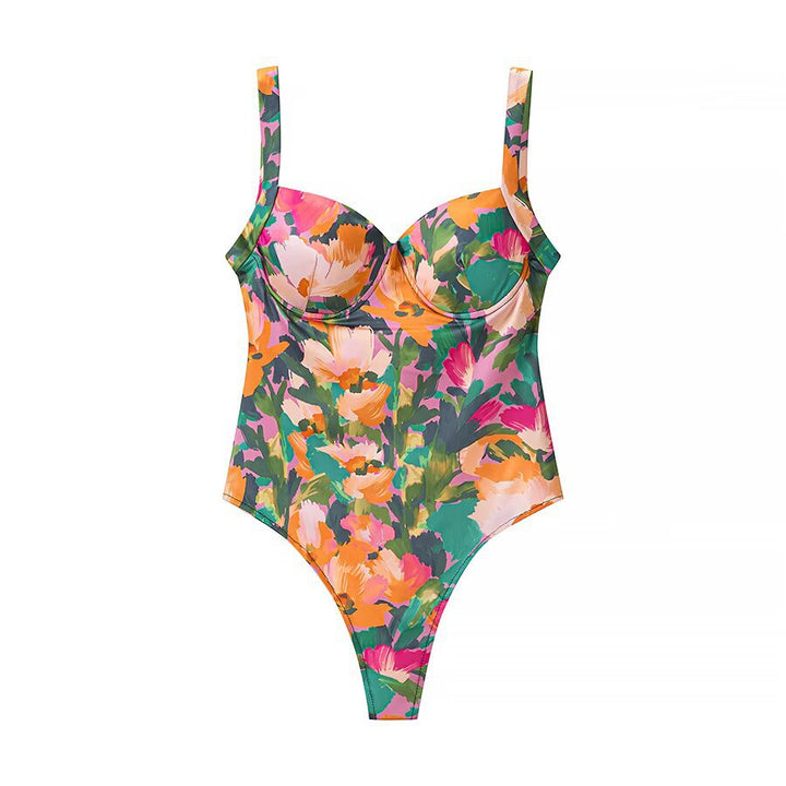 Damen Weite Cropped-Hose mit elastischem Bund und aquarelligem Blumenprint Echo Archiv