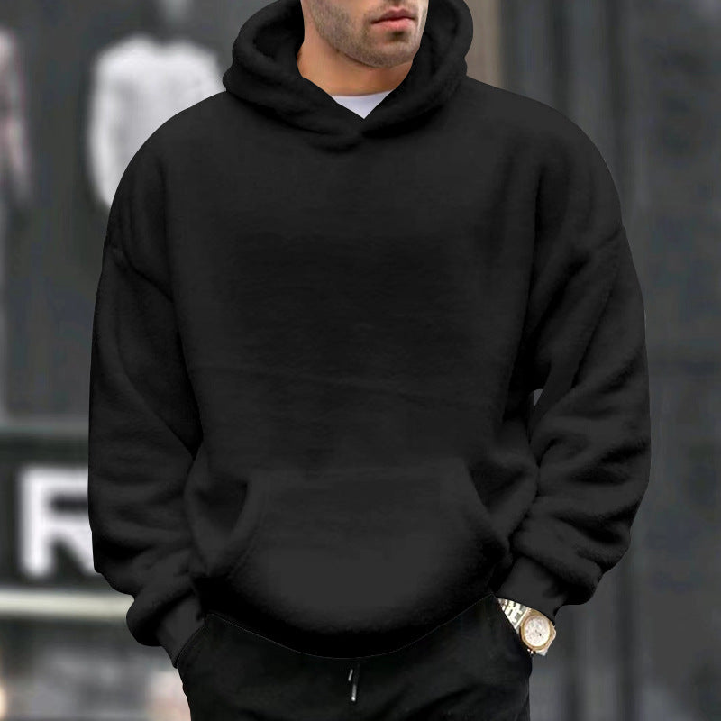 Herren Kuscheliger Oversize Kapuzenpullover aus Teddy-Fleece mit Kängurutasche – Cavarno