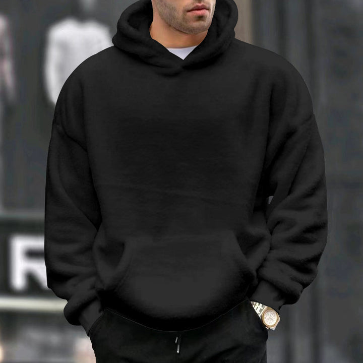 Herren Kuscheliger Oversize Kapuzenpullover aus Teddy-Fleece mit Kängurutasche – Cavarno