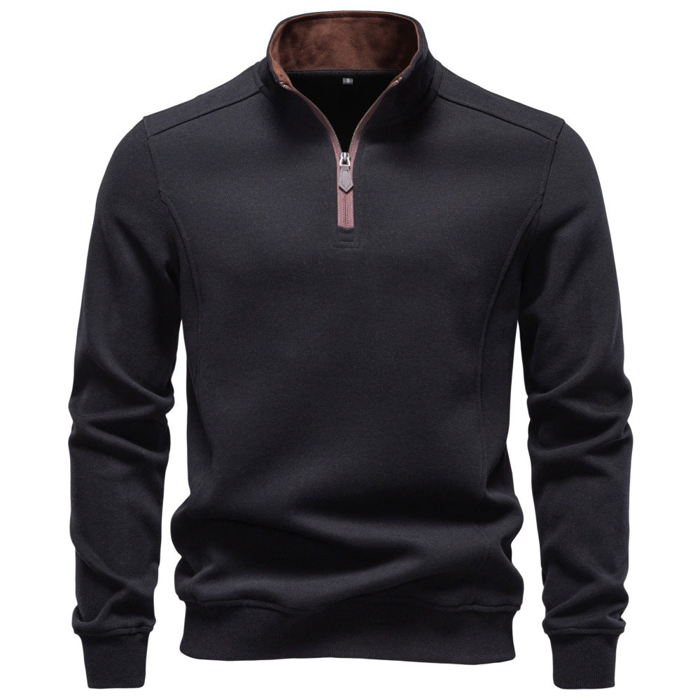 Herren Troyer-Pullover mit kurzem Reißverschluss und Stehkragen Echoarchiv