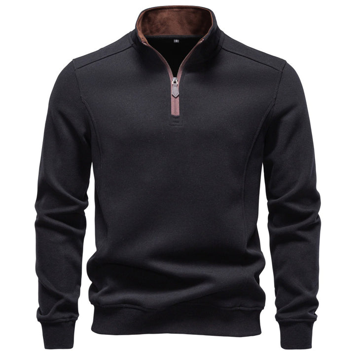 Herren Troyer-Pullover mit kurzem Reißverschluss und Stehkragen Echoarchiv