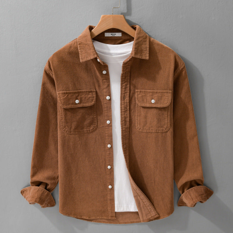 Herren Cord-Overshirt im Relaxed-Fit mit aufgesetzten Brustklappen und weichem Griff Echoarchiv