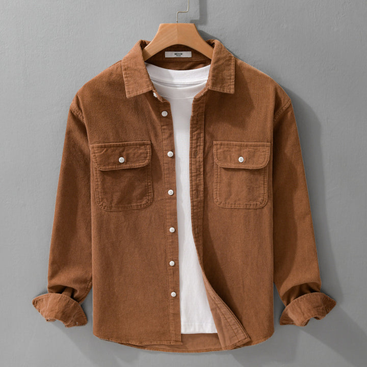 Herren Cord-Overshirt im Relaxed-Fit mit aufgesetzten Brustklappen und weichem Griff Echoarchiv