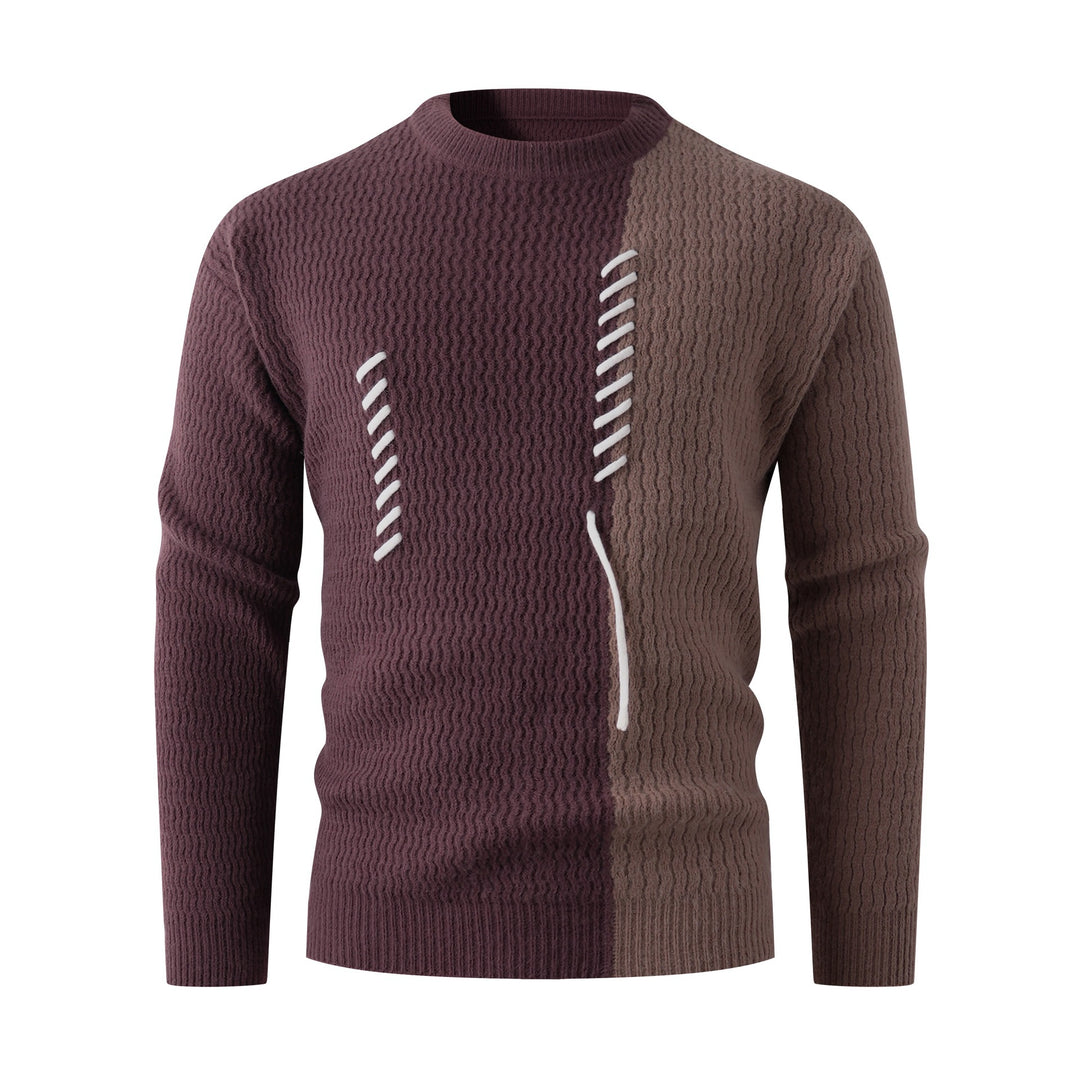 Herren Strickpullover mit modernem Zopfmuster und kontrastierenden Details Echoarchiv