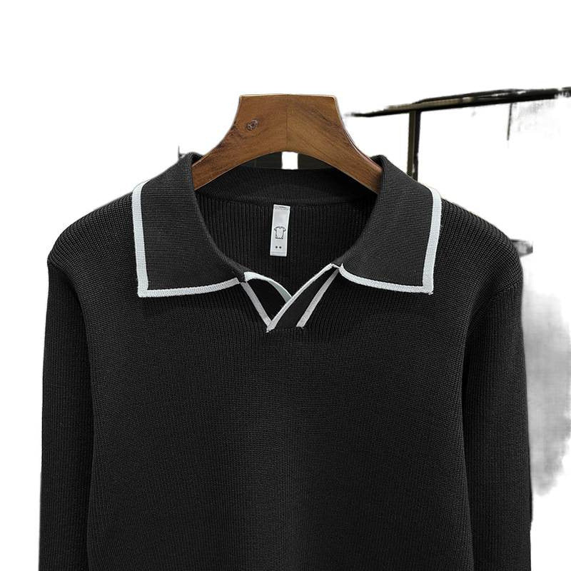 Herren Feinstrick-Polo-Pullover mit Kontrastpaspel und Hemdkragen Echoarchiv