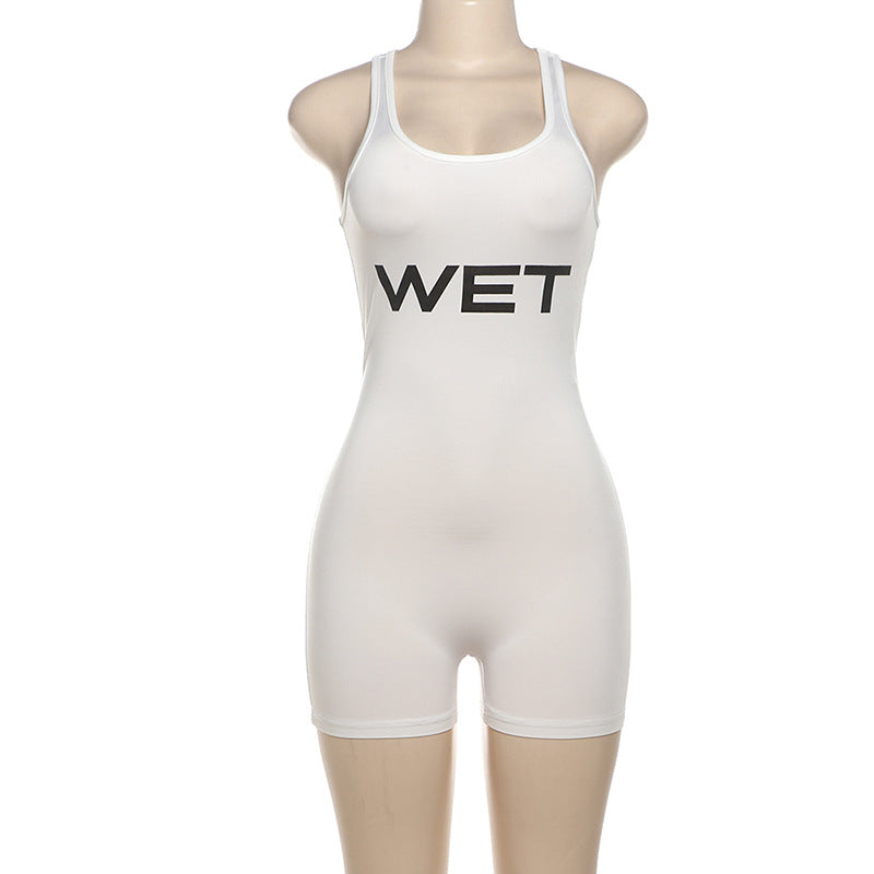 Damen Sportlicher Einteiler mit Racerback und auffälligem Logo Echo Archiv
