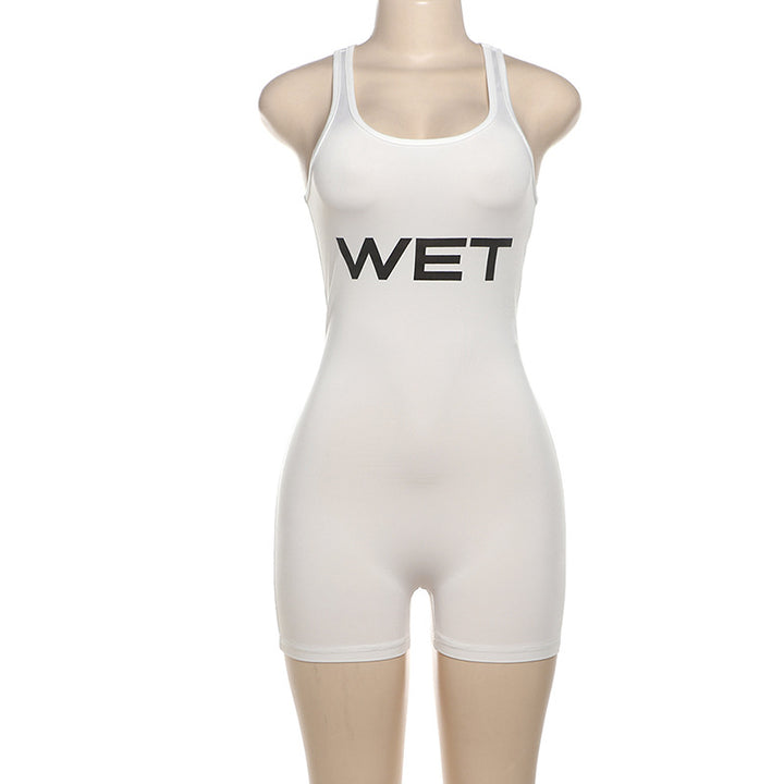 Damen Sportlicher Einteiler mit Racerback und auffälligem Logo Echo Archiv