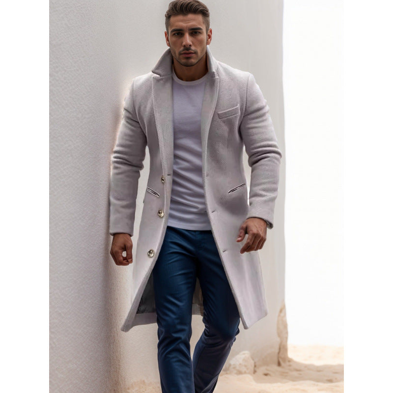 Herren Eleganter Wollmantel mit strukturiertem Design Echoarchiv