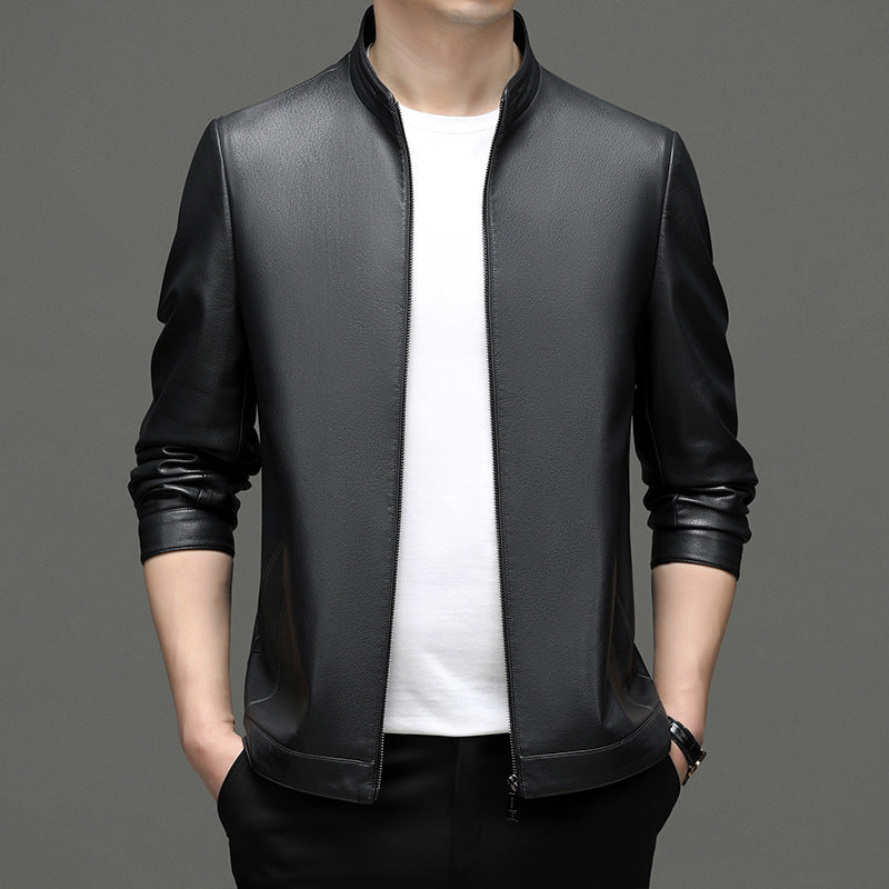 Herren lässige Kunstlederjacke mit modernem Stehkragen und eleganten Details Echoarchiv