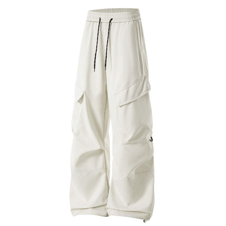 Herren lockere Utility-Cargo-Hosen mit elastischem Bund, Kordelzug und großzügigen Klappentaschen – Bravaro