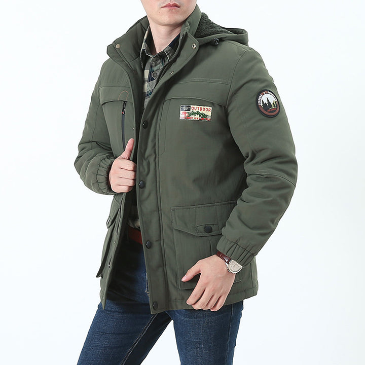 Herren Winddichter Kapuzenparka mit Teddyfutter, Mehrfach-Taschen und Patch-Details Echo Archiv
