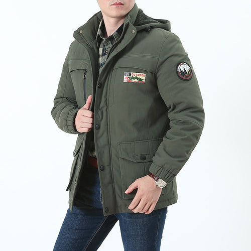 Herren Winddichter Kapuzenparka mit Teddyfutter, Mehrfach-Taschen und Patch-Details Echo Archiv