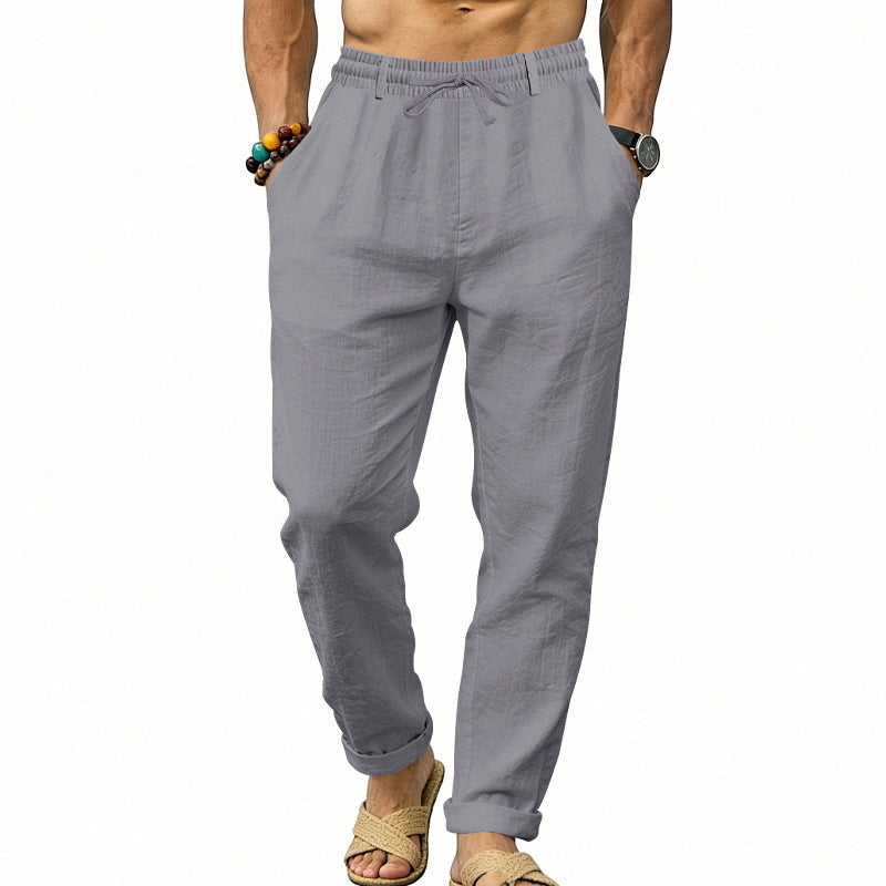 Herren nan luftige Leinen-Relaxhose mit elastischem Komfortbund und geradem Bein Echo Archiv
