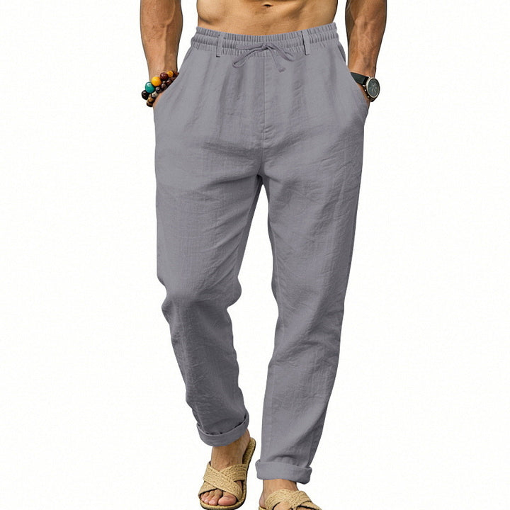 Herren nan luftige Leinen-Relaxhose mit elastischem Komfortbund und geradem Bein Echo Archiv