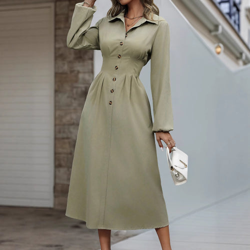 Damen Midikleid mit Knopfdetails und taillierter Silhouette Echo Archiv