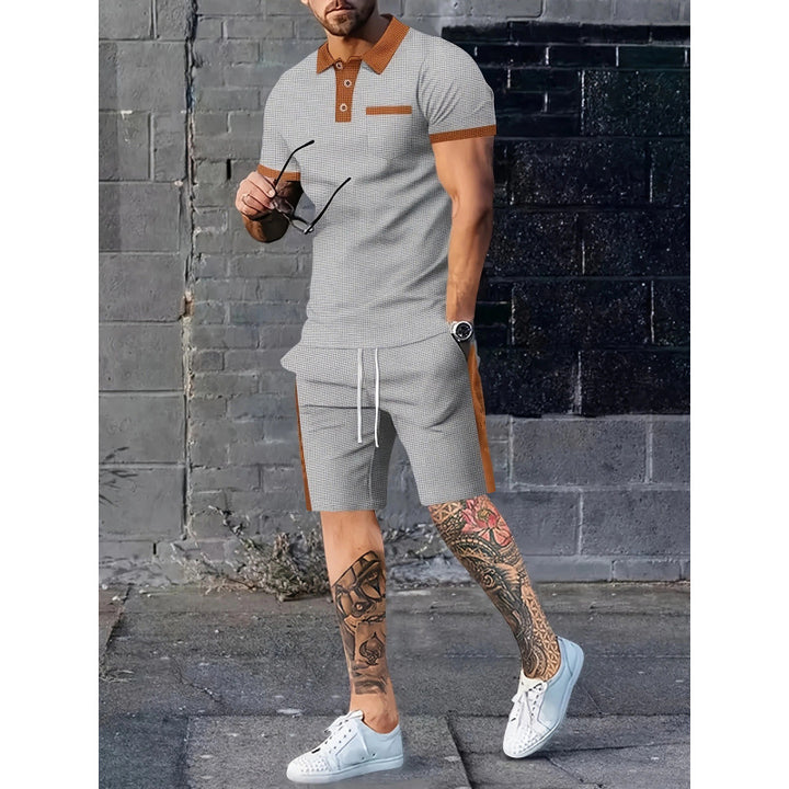 Herren Poloshirt und Shorts Set mit stylischem Kontrastdesign Echoarchiv