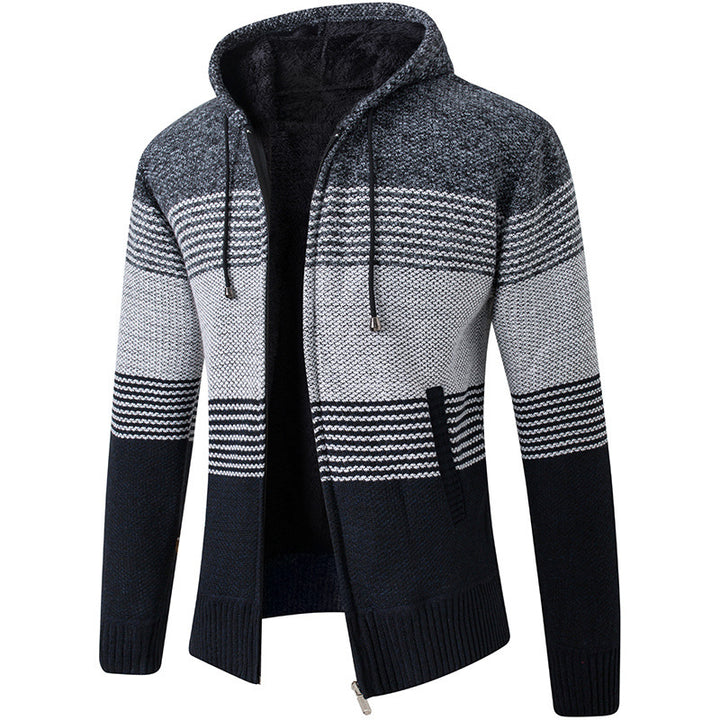 Herren Modische Strickjacke mit Kapuze und großzügigen Taschen Echoarchiv