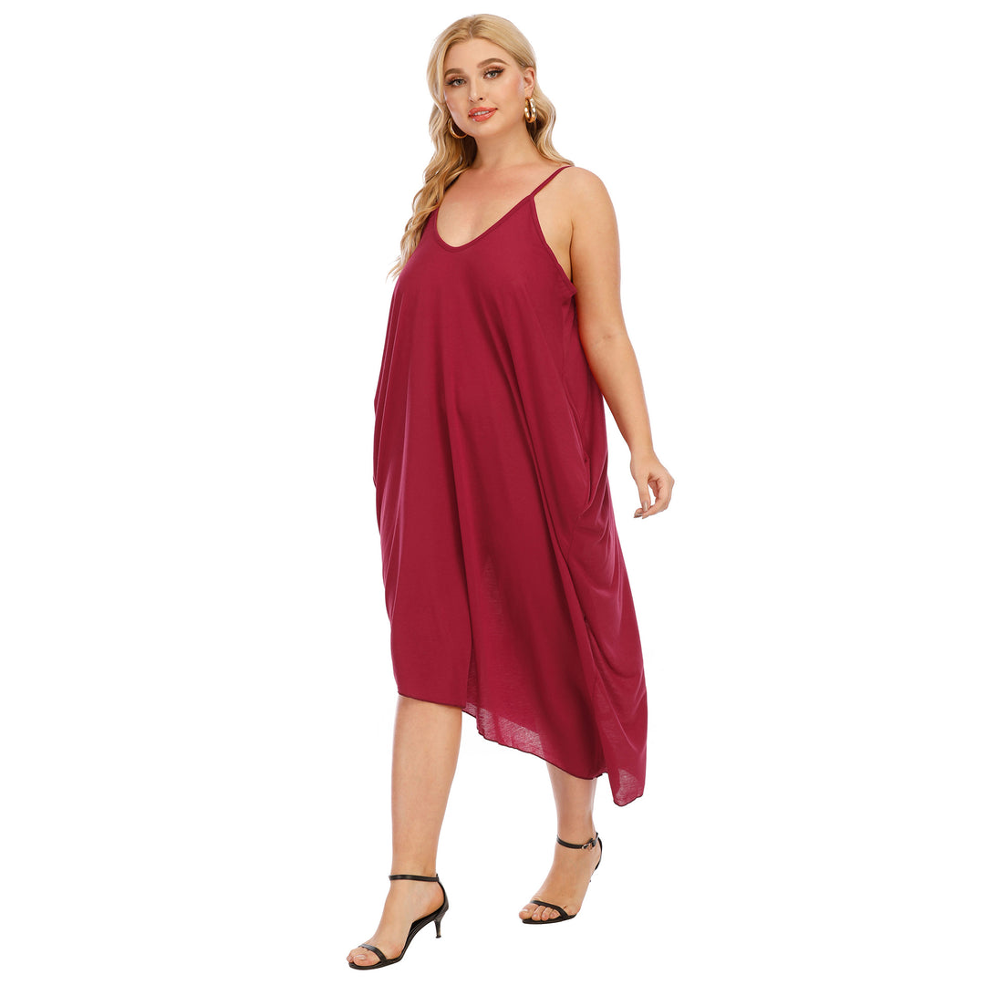 Damen lässiges Maxikleid mit tiefem V-Ausschnitt und Seitentaschen Echo Archiv