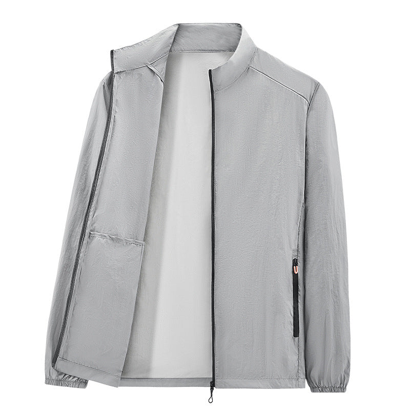 Herren Ultraleichte packbare Windjacke mit Innenfach, Stehkragen & Reißverschlusstaschen Echoarchiv
