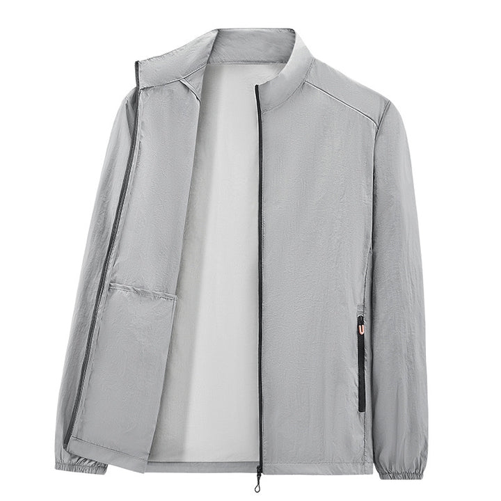 Herren Ultraleichte packbare Windjacke mit Innenfach, Stehkragen & Reißverschlusstaschen Echoarchiv
