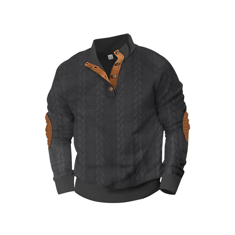 Herren modischer Strickpullover mit Stehkragen und kontrastierenden Akzenten Echoarchiv