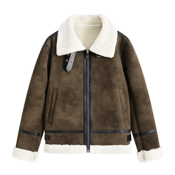 Herren Gefütterte Fliegerjacke im Aviator-Stil mit Stehkragen und Doppelgurt Echoarchiv