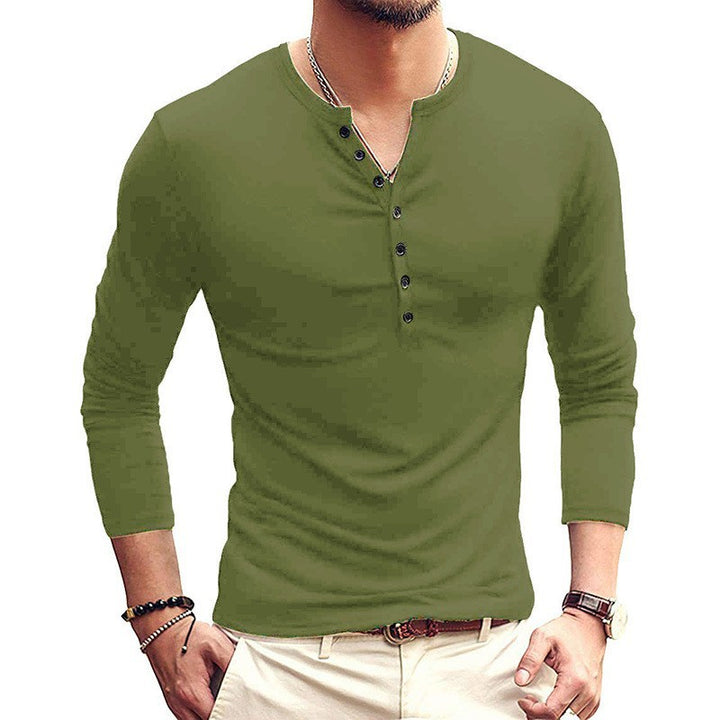 Herren Langarm-Henley-Shirt mit klassischer Knopfleiste und bequemem Schnitt Echoarchiv