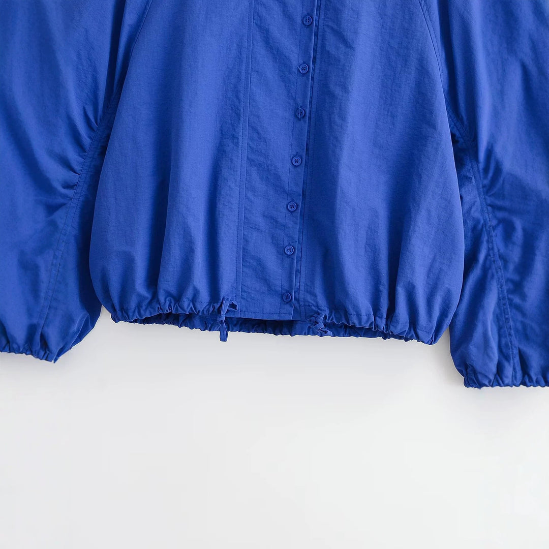 Damen Kurze Windjacke mit voluminösen Ballonärmeln und Stehkragen Echo Archiv