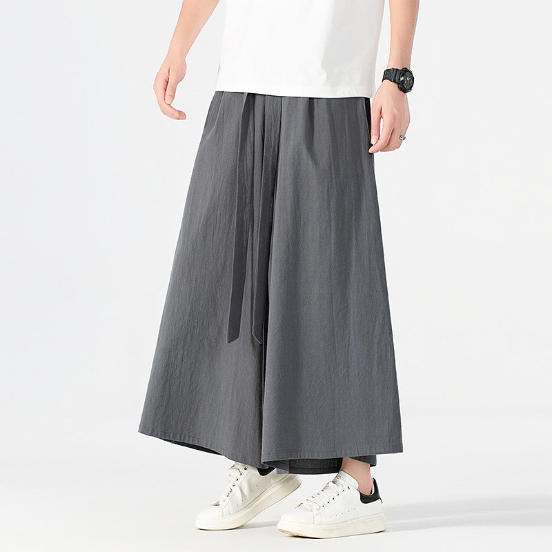 Damen Culotte-Style Hosenrock mit weitem Bein und Bindegürtel Echoarchiv