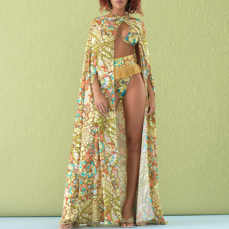 Damen Bikini-Set mit fransigem Saum und kreativem Muster Echo Archiv