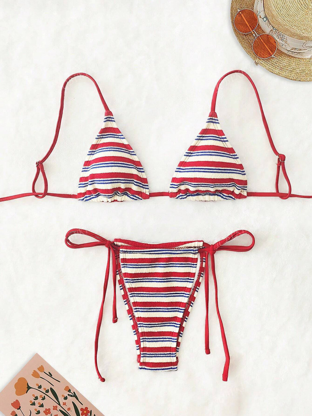 Damen Triangel-Bikini mit buntem Streifenmuster Echo Archiv