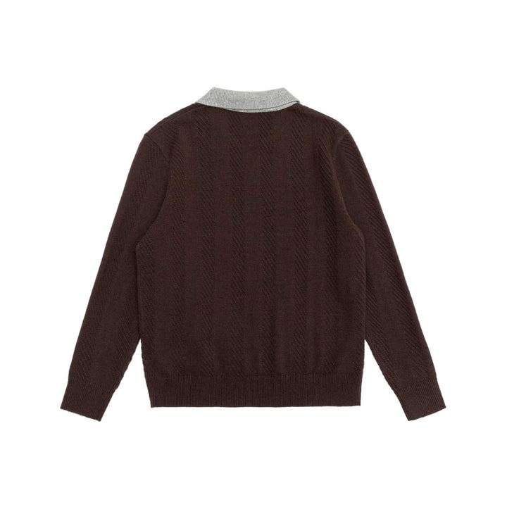 Unisex Strickpullover mit Polokragen und V‑Ausschnitt Echoarchiv