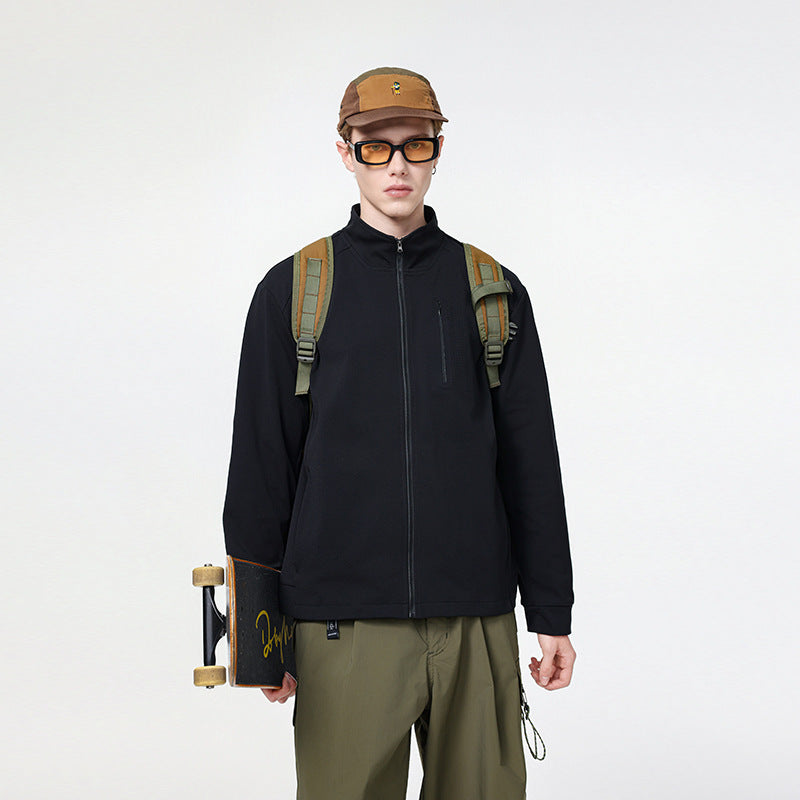 Herren Technische Softshell-Trainingsjacke mit Stehkragen, Brustreißverschluss und atmungsaktiver Struktur Echo Archiv