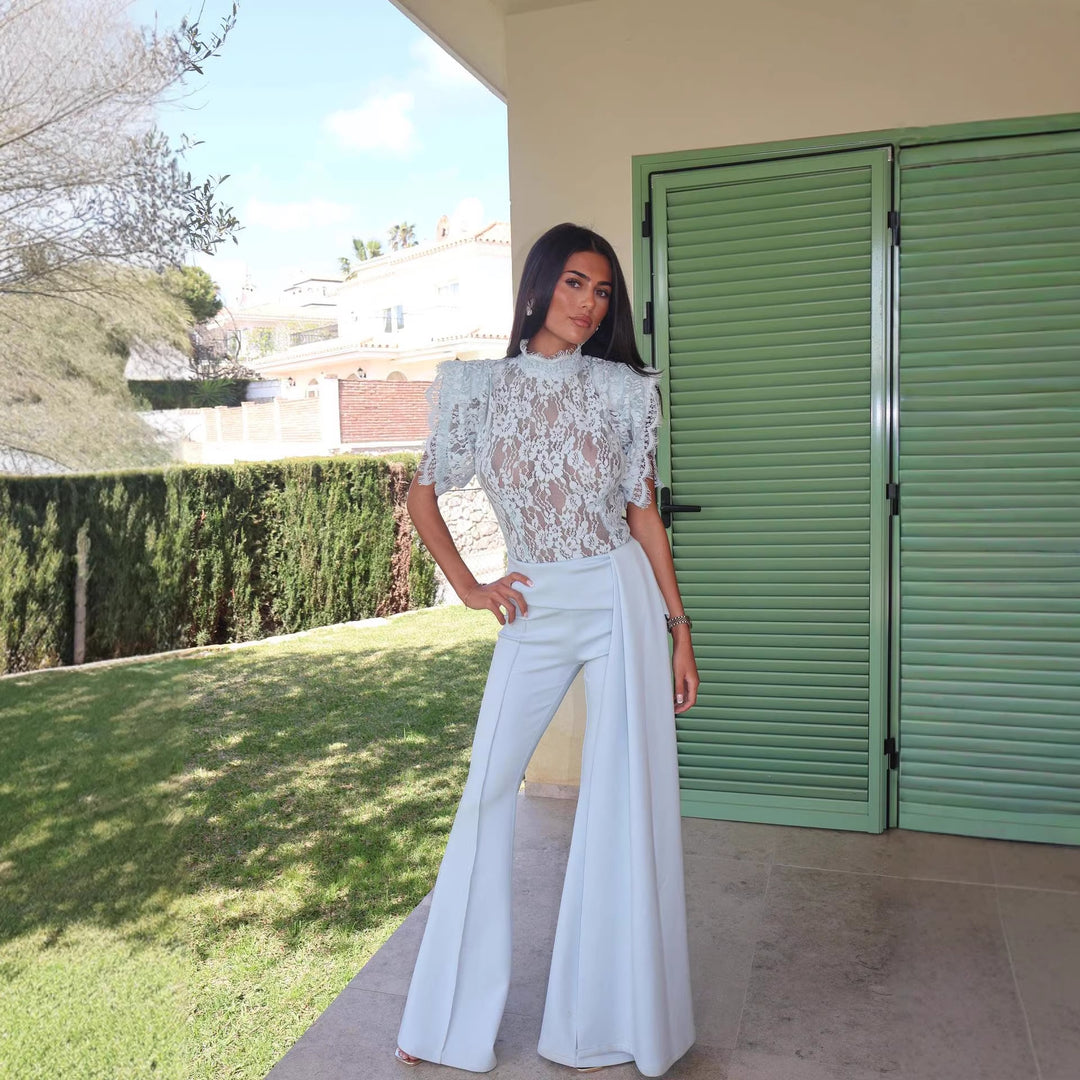 Damen Elegante Flared-Hose mit seitlichem Drapierungseffekt Echo Archiv