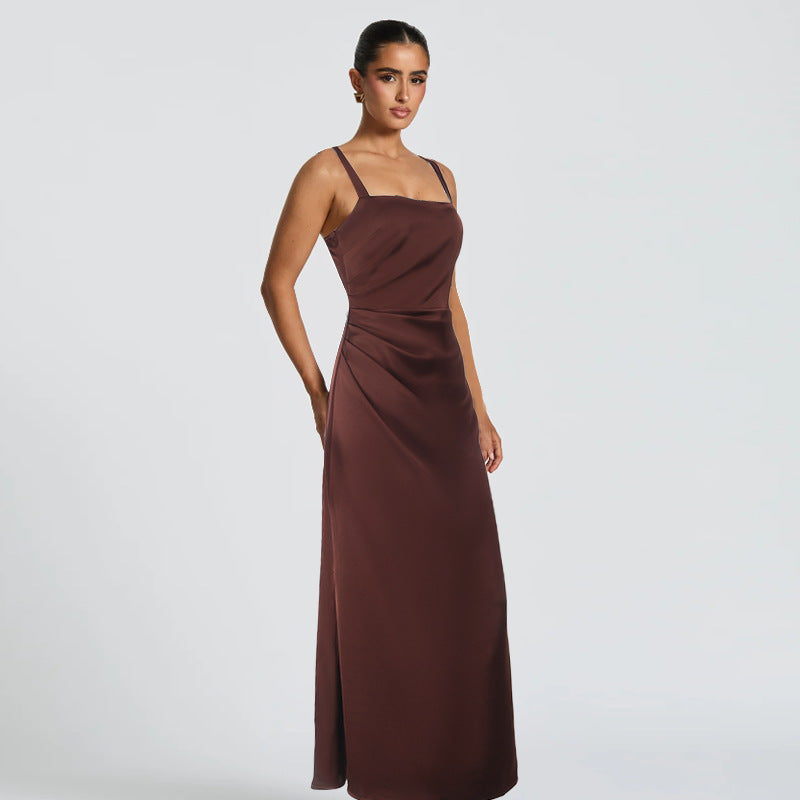 Damen Elegantes Satin-Maxikleid mit schmalen Trägern Echo Archiv