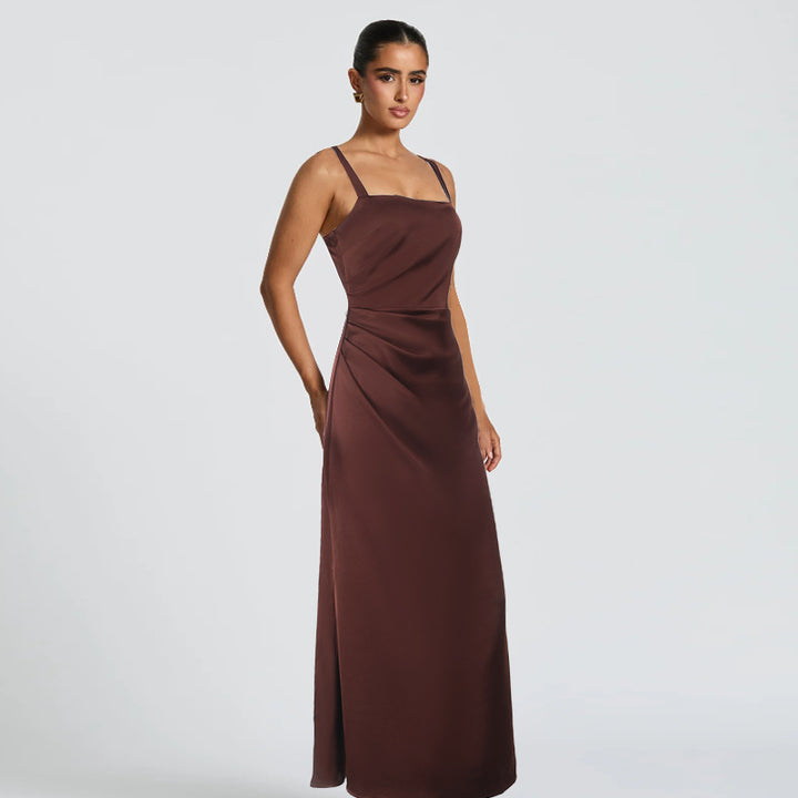 Damen Elegantes Satin-Maxikleid mit schmalen Trägern Echo Archiv