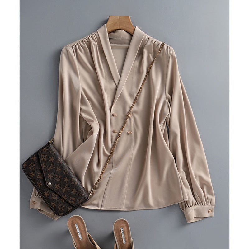 Damen Elegante Oversized-Bluse mit Drapierung Echoarchiv