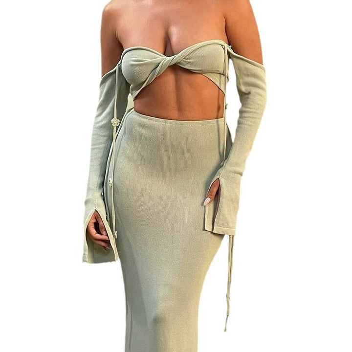 Damen figurbetontes Maxikleid mit innovativen Ärmeln Echo Archiv
