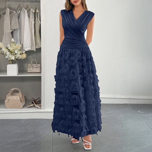 Damen Maxi-Faltenkleid mit Fransen Echo Archiv