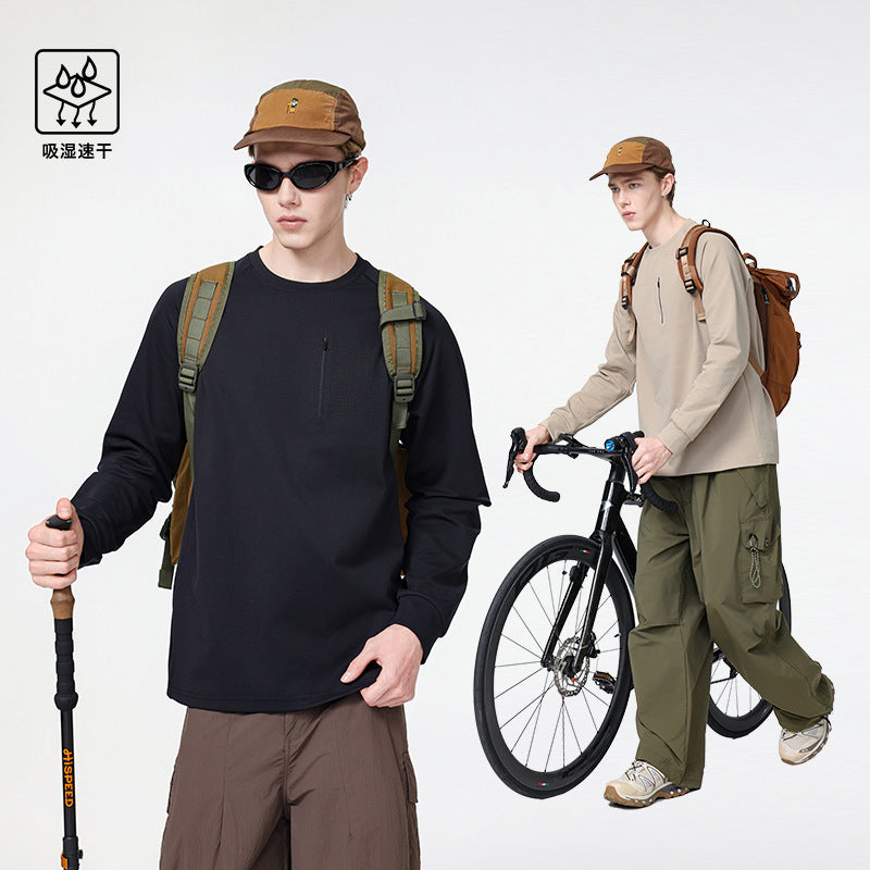 Herren Rundhals-Sweatshirt mit Brust-Reißverschluss, perforierter Utility-Blende und relaxter Passform Echo Archiv