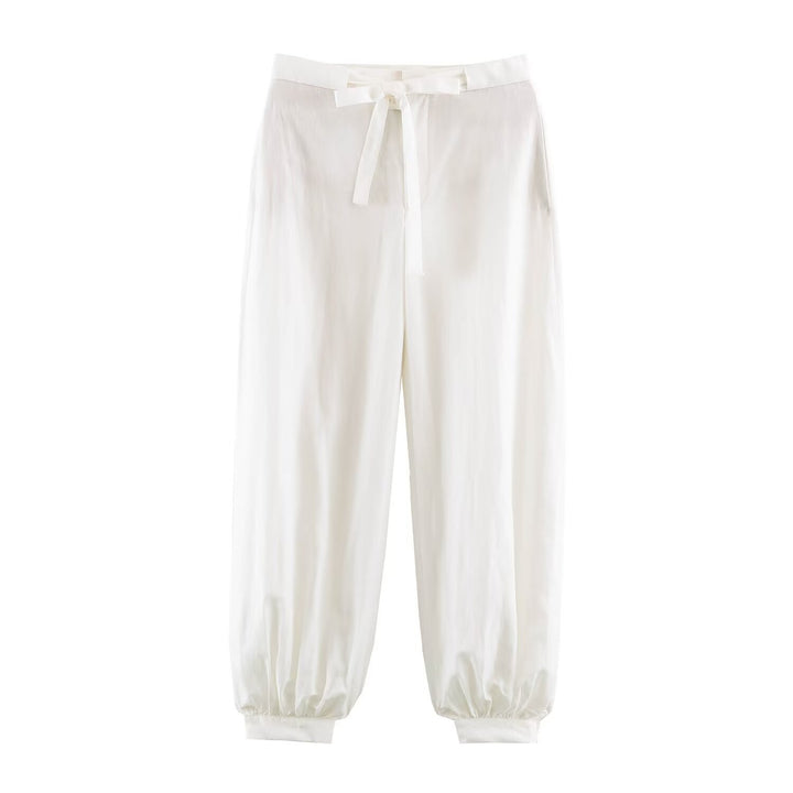 Damen Satin-Lounge-Zweiteiler mit Reversbluse und Highwaist-Joggerhose Echo Archiv