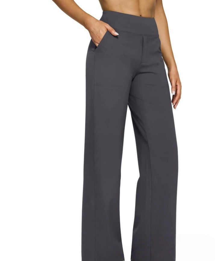 Damen Palazzo Yoga-Hosen mit hohem Bund, weitem Bein und Seitentaschen – Avélisse