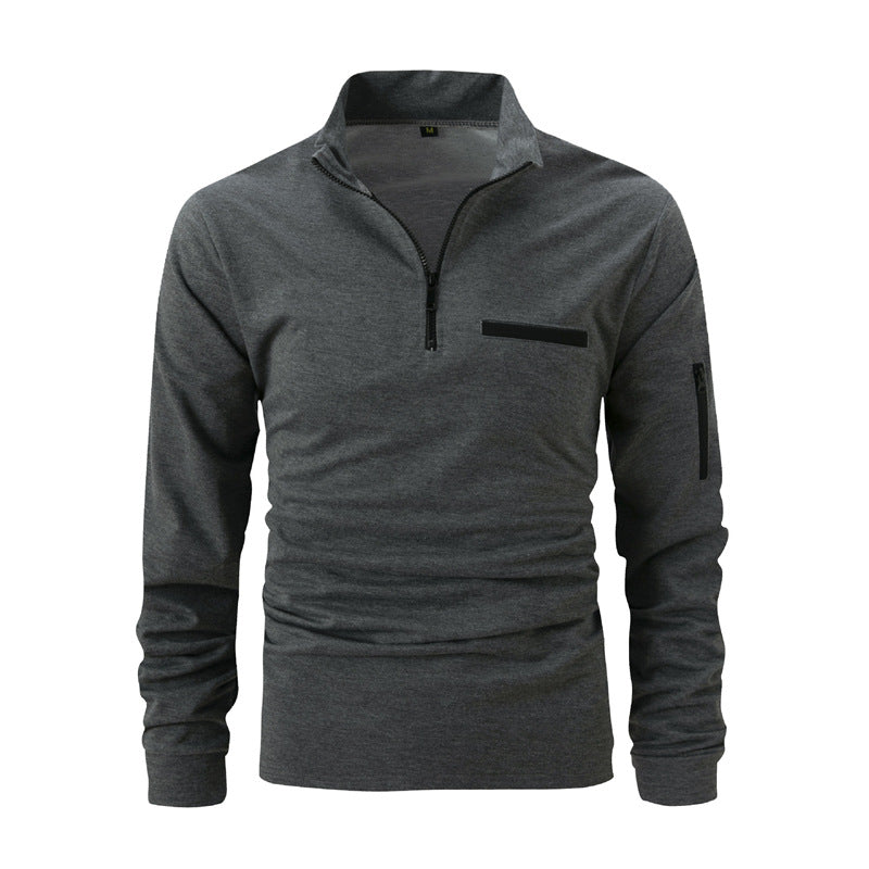 Herren sportlicher Pullover mit Halb-Reißverschluss und praktischen Taschen Echoarchiv