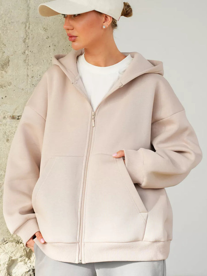 Damen Bequemer Fleece-Kapuzenjacke Echo Archiv