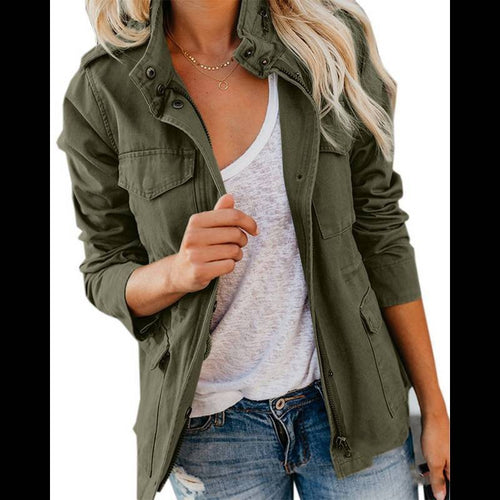 Damen Utility-Fieldjacke mit Stehkragen, aufgesetzten Taschen und Taillenzug Echo Archiv