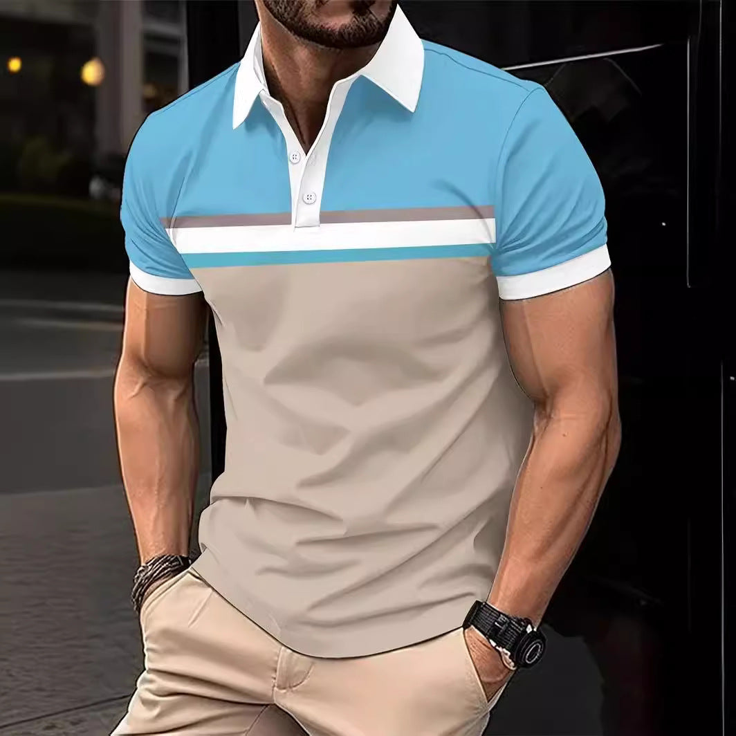 Herren Polohemd mit modernem gestreiften Design und hochwertigem Baumwollmaterial Echoarchiv
