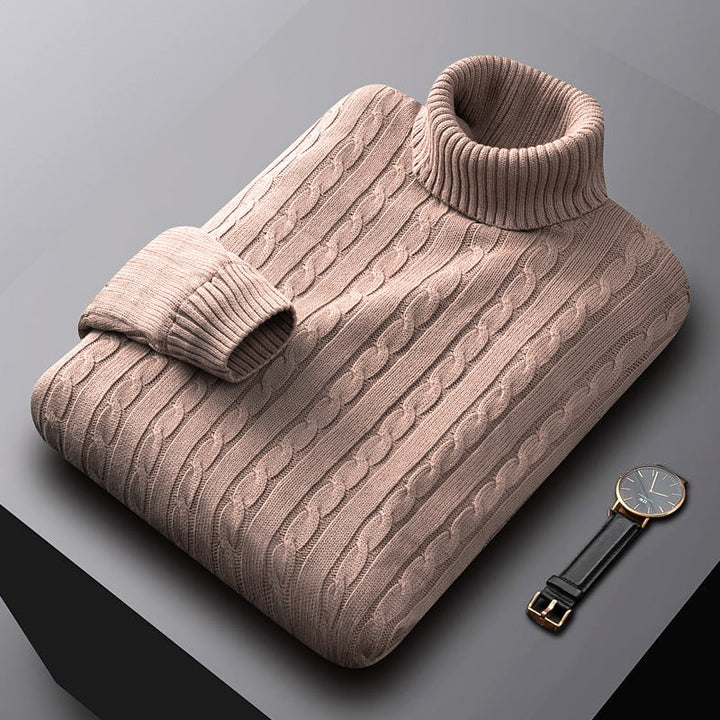 Herren nan grob gestrickter Rollkragenpullover mit Zopfmuster und wärmender Strickstruktur Echo Archiv