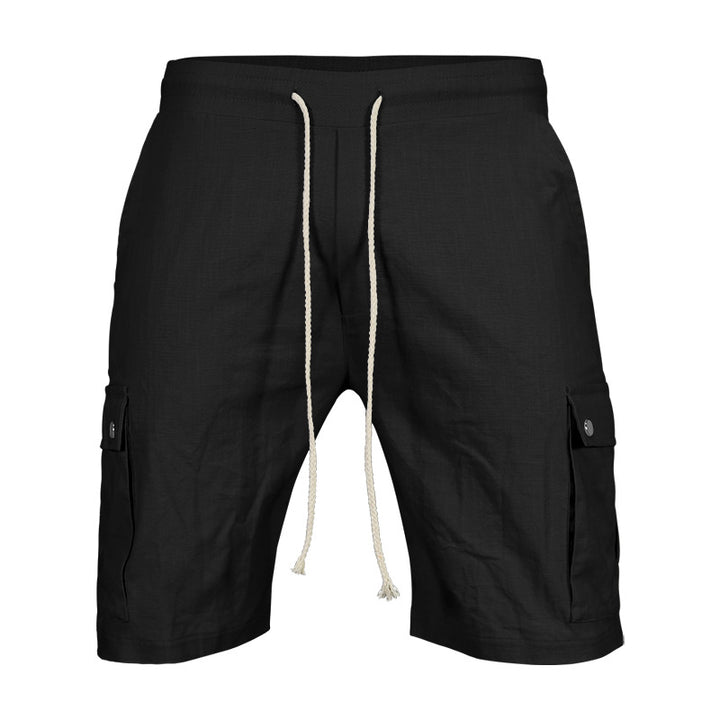 Herren lässige Cargo-Shorts aus leichtem Leinenstoff mit elastischem Bund Echoarchiv