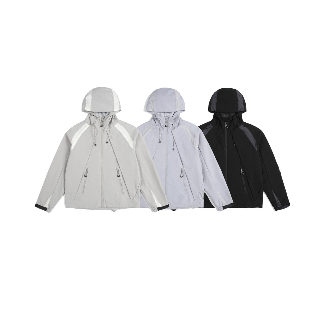Unisex Leichte Regen- und Softshell-Jacke mit Kapuze, verstellbaren Saum- und Reißverschlusstaschen Echoarchiv