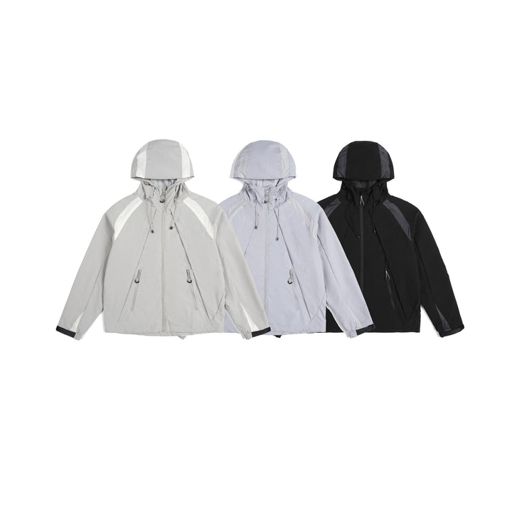 Unisex Leichte Regen- und Softshell-Jacke mit Kapuze, verstellbaren Saum- und Reißverschlusstaschen Echoarchiv
